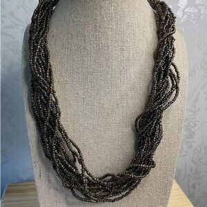 Multistrand Seed Bead Necklace With Twist Design